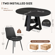 Hawsaiy Extendable Round to Oval Dining Table Set for 4–6, Space-Saving Wooden Table with Hidden Storage, Expandable Dining Table with Upholstered Chairs