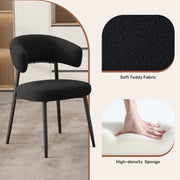 Hawsaiy Dining Chairs Set of 2/4/6, Mid Century Modern Boucle Upholstered Dining Chairs with Curved Backrest, Kitchen Dining Room Chairs with Black Metal Legs