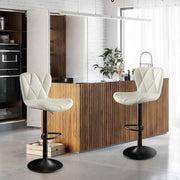 Nalupatio Modern Bar Stools Set of 2, Adjustable Faux Leather Upholstered Swivel Bar Stools, Counter Height Bar Chairs with Back for Kitchen Island, Black