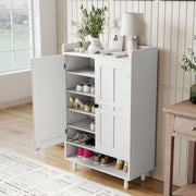 Hawsaiy Entrance Shoe Cabinet with Doors, 6-Tier Farmhouse Shoe Storage Organizer with Adjustable Shelves, Holds 18-24 Pairs, Entryway Shoe Rack Cabinet with Metal Legs