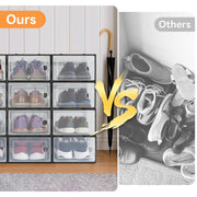 Hawsaiy 12 Pieces Transparent Acrylic Patchwork Shoe Box, Easy Installation, Stackable Ventilated Shoe Cabinet, Suitable for Shoe Storage, Sturdy and Durable