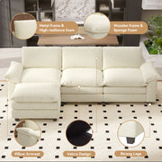 Nalupatio Sectional Sofa with Ottoman, L Shaped Modular Couch Set for Living Room, Comfy Cloud Sleeper Couch, Upholstered Furniture Chenille Sofa Khaki