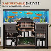 Hawsaiy  Fish Tank Stand with Power Outlet, Fits Up to 100 Gallon Aquarium, 800 lbs Capacity, Sliding Barn Doors, Adjustable Shelves, Storage for Fish Supplies, ETL Certified, Brown