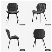 Nalupatio Modern Dining Chairs Set of 2, PU Leather Dining Room Chairs with Waterproof Surface and Metal Legs for Kitchen Restaurant and Living Room, Dark Blue