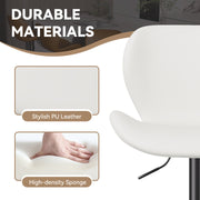 Nalupatio Swivel Bar Stools Set of 2,PU Leather Upholstered Barstools with Back & Footrest, Seat Adjustable Height 22.2-31IN Counter Height Bar Chairs for Bar Kitchen Island,Whiskey Brown