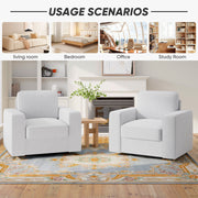 Hawsaiy Swivel Accent Chair, Cozy Linen Reading Chair for Adults, Comfy Single Sofa Chair with Extra Wide Armrests, Mid-Century Modern Arm Chair for Living Room, Bedroom, Office