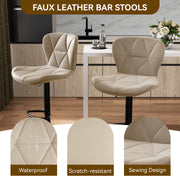 Hawsaiy Modern Adjustable Faux Leather Bar Stool with Back for Kitchen Island Set of 2/4