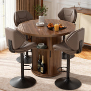 Hawsaiy Swivel Bar Stools Set of 2/4, Adjustable Height Faux Leather Bar Stools with Back, Double-Layer Upholstered Counter Height Bar Chairs for Kitchen Island
