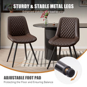 Nalupatio Dining Chairs Set of 2 Modern Upholstered Dining Table Chairs with High Back Ergonomic Leather Dining Room Chairs for Kitchen Living Room Dark Brown