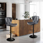 Nalupatio Modern Bar Stools Set of 2, Adjustable Faux Leather Upholstered Swivel Bar Stools, Counter Height Bar Chairs with Back for Kitchen Island, Black