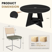 Hawsaiy 5 Piece Round Dining Table Set for 4, 47.3
