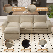 Nalupatio Sectional Sofa with Ottoman, L Shaped Modular Couch Set for Living Room, Comfy Cloud Sleeper Couch, Upholstered Furniture Chenille Sofa Khaki