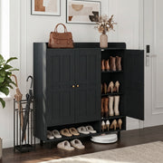 Hawsaiy Shoe Cabinet with 3 Doors, 6 Adjustable Shelves, Shoe Storage Cabinet for 24–30 Pairs, Modern Farmhouse Entryway Shoe Organizer with Open Bottom Shelf
