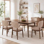 Hawsaiy Wooden Dining Chairs Set of 2/4/6, Boucle Upholstered Dining Room Chairs with Solid Wood Legs, Mid Century Modern Kitchen Chairs, Farmhouse Side Chairs with Back for Dining Room