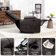 Hawsaiy PU Leather Power Lift Recliner with Massage and Heat for Elderly, Comfy Ergonomic Lounge Sofa Chair with Remote Control, 2 Cup Holders and Side Pockets