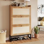 Hawsaiy Slim Entryway Shoe Storage Cabinet with 2/3 Flip Drawers, Narrow Freestanding Shoe Organizer Holds 16–20 Pairs, Space-Saving Wooden Shoe Rack for Hallway, Foyer