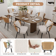 Hawsaiy Rattan Dining Chairs Set of 2, Upholstered Cane Back Kitchen Chairs with Metal Legs & Throw Pillow, Mid Century Modern Farmhouse Dining Room Chairs