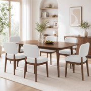 Hawsaiy Wooden Dining Chairs Set of 2/4/6, Boucle Upholstered Dining Room Chairs with Solid Wood Legs, Mid Century Modern Kitchen Chairs, Farmhouse Side Chairs with Back for Dining Room