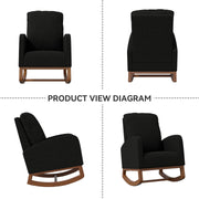 Hawsaiy Comfortable Velvet Nursery Rocking Chair with Padded Seat & High Backrest