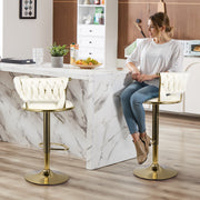 Hawsaiy Modern Velvet Bar Stool Set of 2/4 with Woven Back and Footrest for Kitchen, Bar, and Dining Spaces