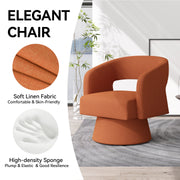 Nalupatio Swivel Barrel Accent Chair, Linen Fabric Upholstered Armchair with Wood Frame & Spring Support,Modern Comfy Lounge Sofa Chair with Round Back for Reading Living Room Bedroom,Beige