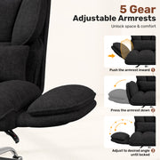 Hawsaiy Big and Tall Office Chair, Flip Armrests with Side Pockets, Comfy Criss Cross Office Chair with Extra-Wide Plush Seat, 150° Reclining Executive Office Chair, Chenille Upholstery