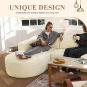 Luxanimarion Modular Sectional Sofa with L-Shape Chaise,Cloud Sectional Modern Sleeper Couch with Deep Seat,Sponge Compression Sofas No Assembly Required (Beige-Corduroy Fabric)