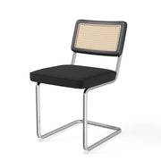 Hawsaiy Velvet Rattan Dining Chairs Set of 2/3/4/6/8, Upholstered Dining Room Chairs with Cane Back, Mid Century Modern Cantilever Kitchen Chairs, Chrome Frame Armless Side Chairs