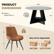 Hawsaiy 5 Piece Round Dining Table Set for 4, 47.3