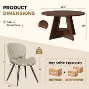Hawsaiy 5 Piece Round Dining Table Set for 4, 47.3