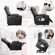 Hawsaiy PU Leather Power Lift Recliner with Massage and Heat for Elderly, Comfy Ergonomic Lounge Sofa Chair with Remote Control, 2 Cup Holders and Side Pockets