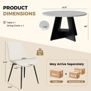 Hawsaiy 5 Piece Round Dining Table Set for 4, 47.3