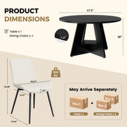 Hawsaiy 5 Piece Round Dining Table Set for 4, 47.3