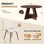 Hawsaiy 5 Piece Round Dining Table Set for 4, 47.3