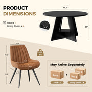 Hawsaiy 5 Piece Round Dining Table Set for 4, 47.3