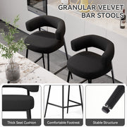 Hawsaiy Counter Height Bar Stools Set of 2, Pelletized Velvet Upholstered Modern Counter Stool,Low Back Barstools, Velvet Bar Chairs with Metal Legs,Beige