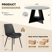 Hawsaiy 5 Piece Round Dining Table Set for 4, 47.3