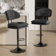 Nalupatio Modern Bar Stools Set of 2, Ergonomic Double-Layer Upholstered Bar Stools with Back, Adjustable Swivel Barstools for Kitchen Island, Drak Grey