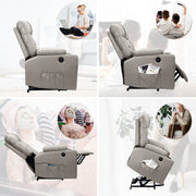 Hawsaiy PU Leather Power Lift Recliner with Massage and Heat for Elderly, Comfy Ergonomic Lounge Sofa Chair with Remote Control, 2 Cup Holders and Side Pockets