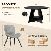 Hawsaiy 5 Piece Round Dining Table Set for 4, 47.3