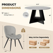 Hawsaiy 5 Piece Round Dining Table Set for 4, 47.3