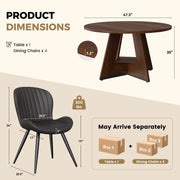 Hawsaiy 5 Piece Round Dining Table Set for 4, 47.3