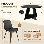 Hawsaiy 5 Piece Round Dining Table Set for 4, 47.3