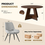 Hawsaiy 5 Piece Round Dining Table Set for 4, 47.3