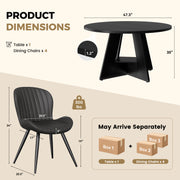 Hawsaiy 5 Piece Round Dining Table Set for 4, 47.3