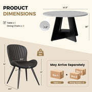 Hawsaiy 5 Piece Round Dining Table Set for 4, 47.3