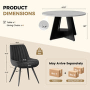 Hawsaiy 5 Piece Round Dining Table Set for 4, 47.3