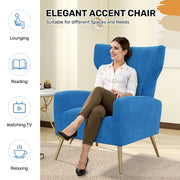 Hawsaiy Mid Century Modern Velvet Accent Chair Set of 1/2, High Back Armchair with Metal Legs, Upholstered Comfy Chair for Living Room and Bedroom