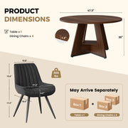 Hawsaiy 5 Piece Round Dining Table Set for 4, 47.3