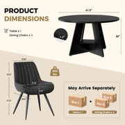 Hawsaiy 5 Piece Round Dining Table Set for 4, 47.3